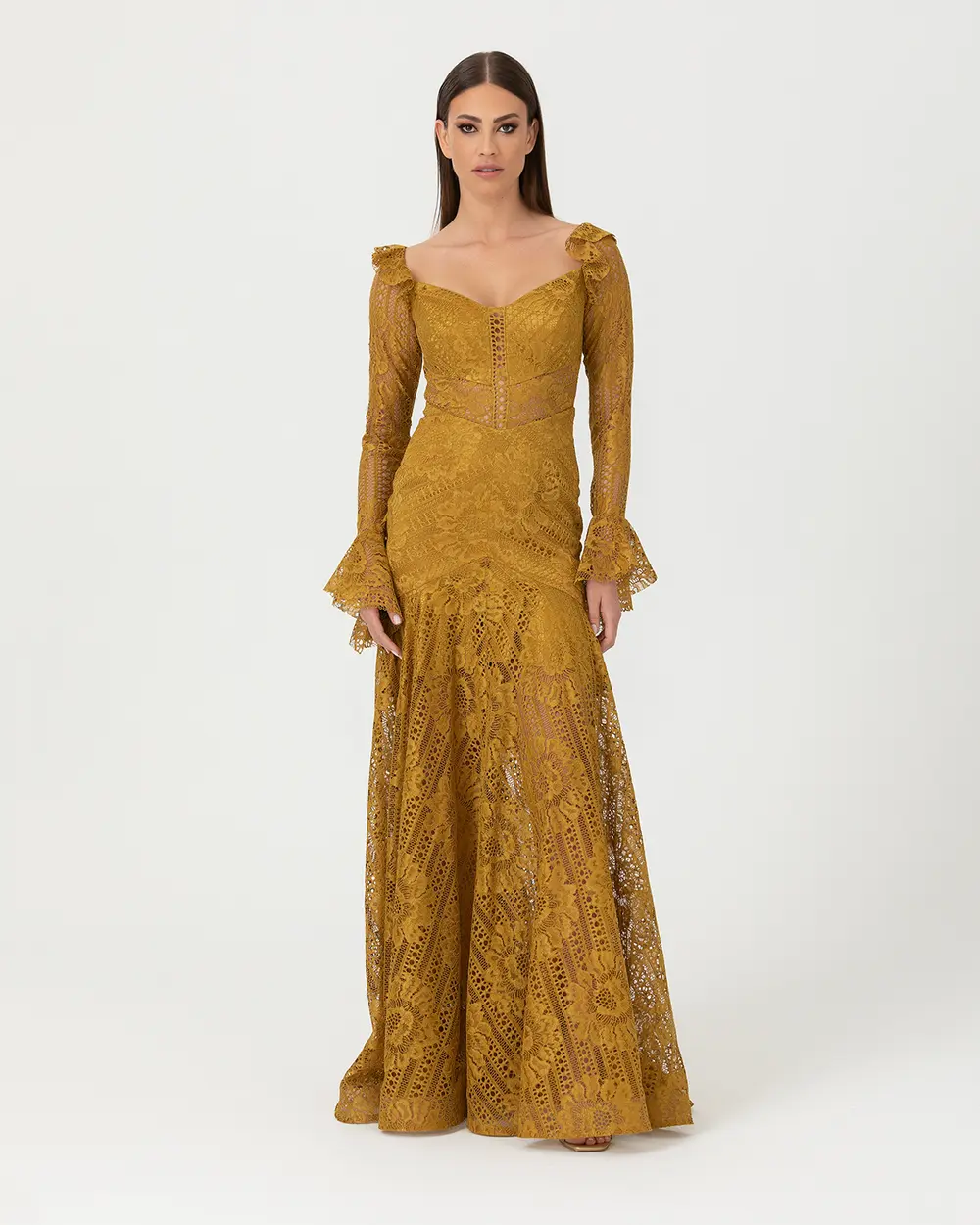 Balık Form Açık Omuz Dantel  Abiye