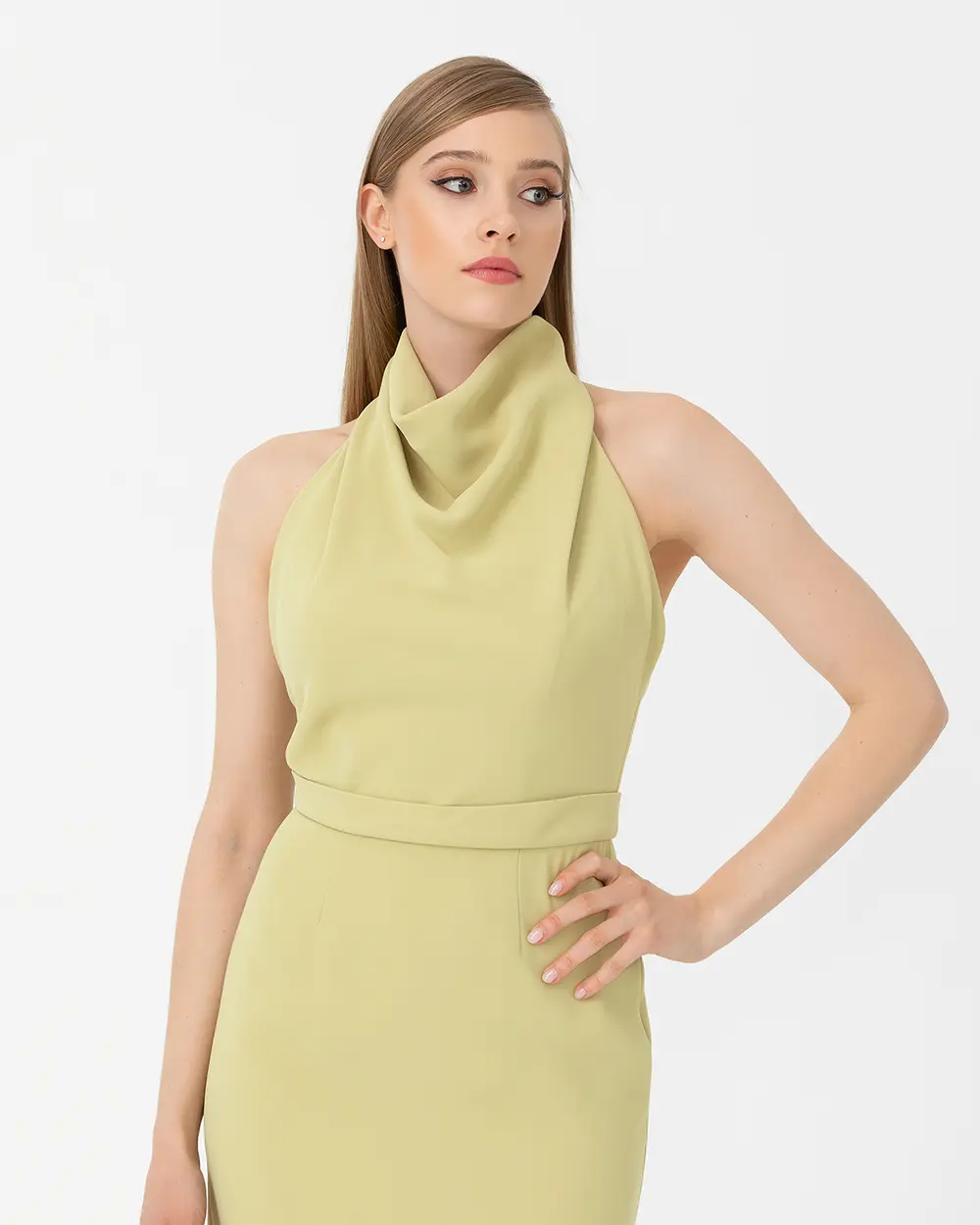 Dar Form Degaje Yaka Krep Abiye