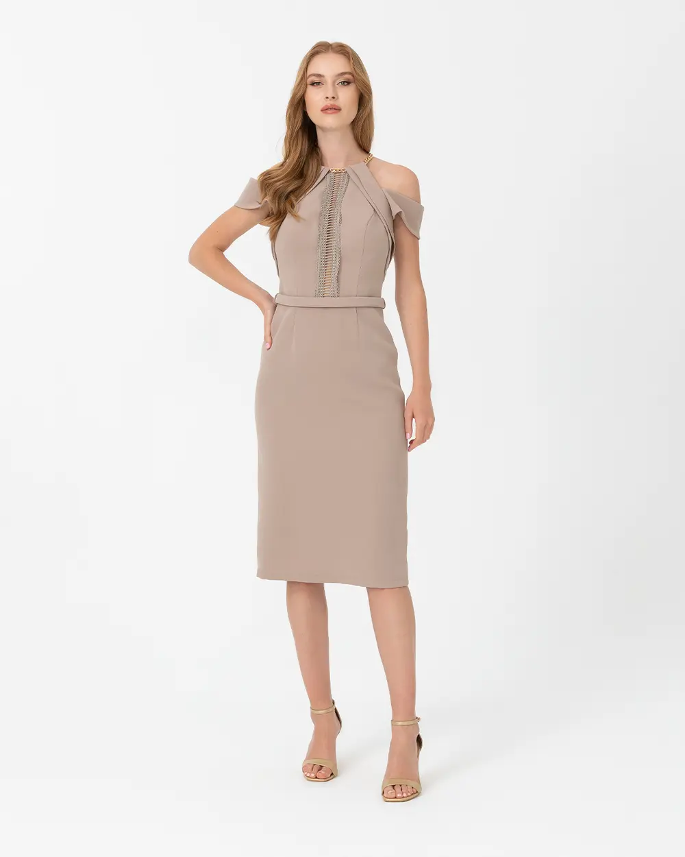 Narrow Form Crepe Evening Dress