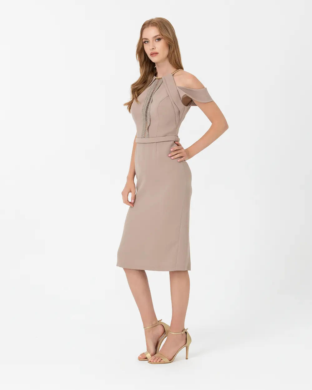 Narrow Form Crepe Evening Dress