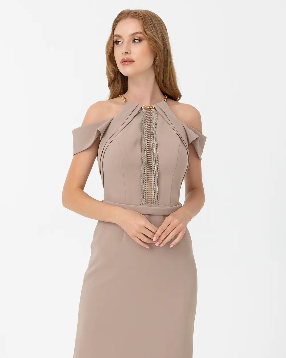 Narrow Form Crepe Evening Dress