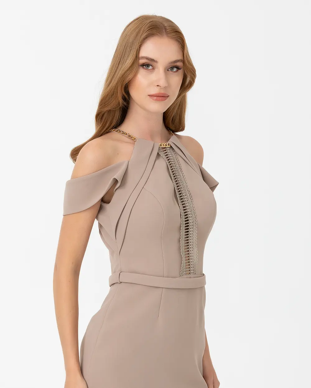 Narrow Form Crepe Evening Dress