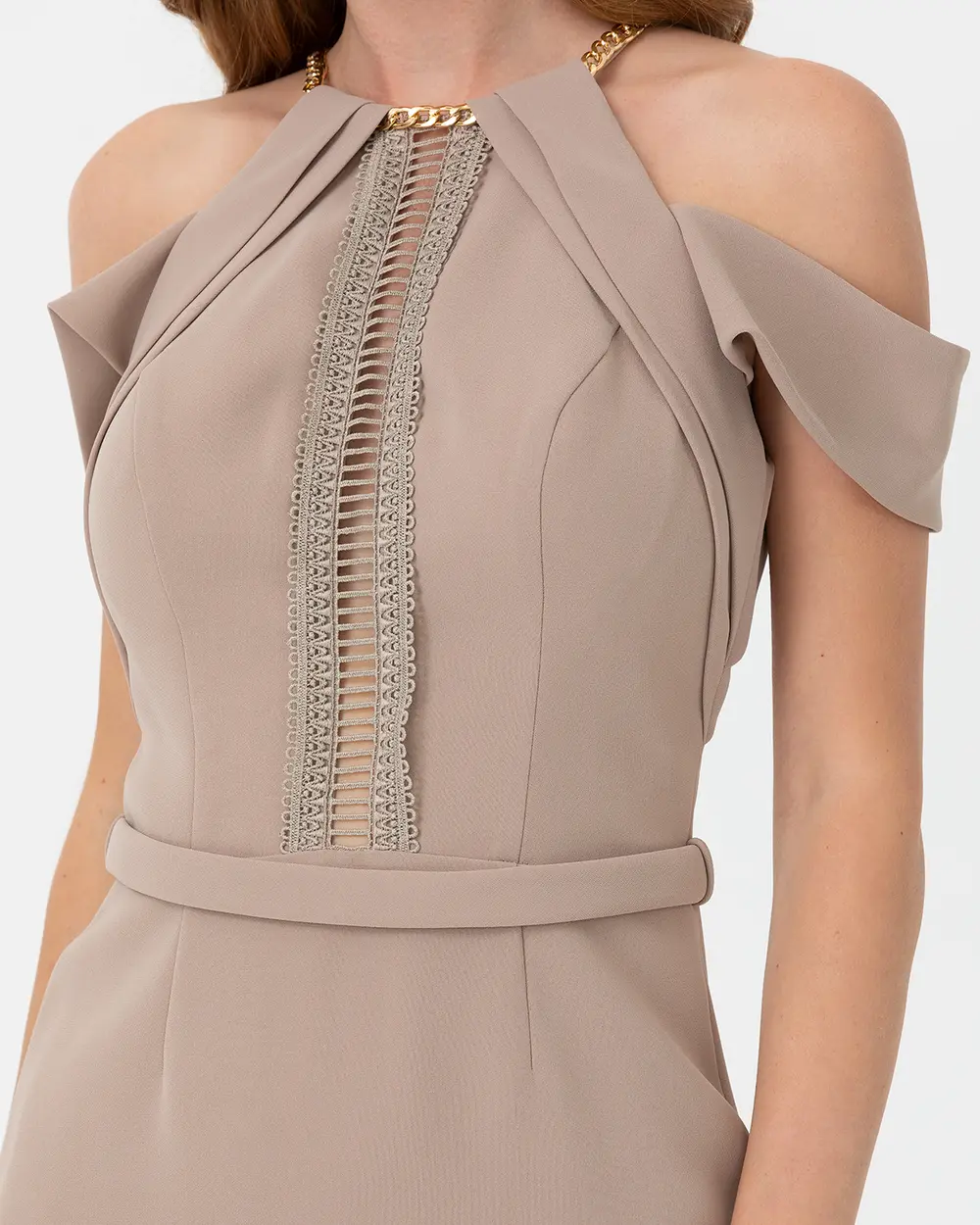 Narrow Form Crepe Evening Dress