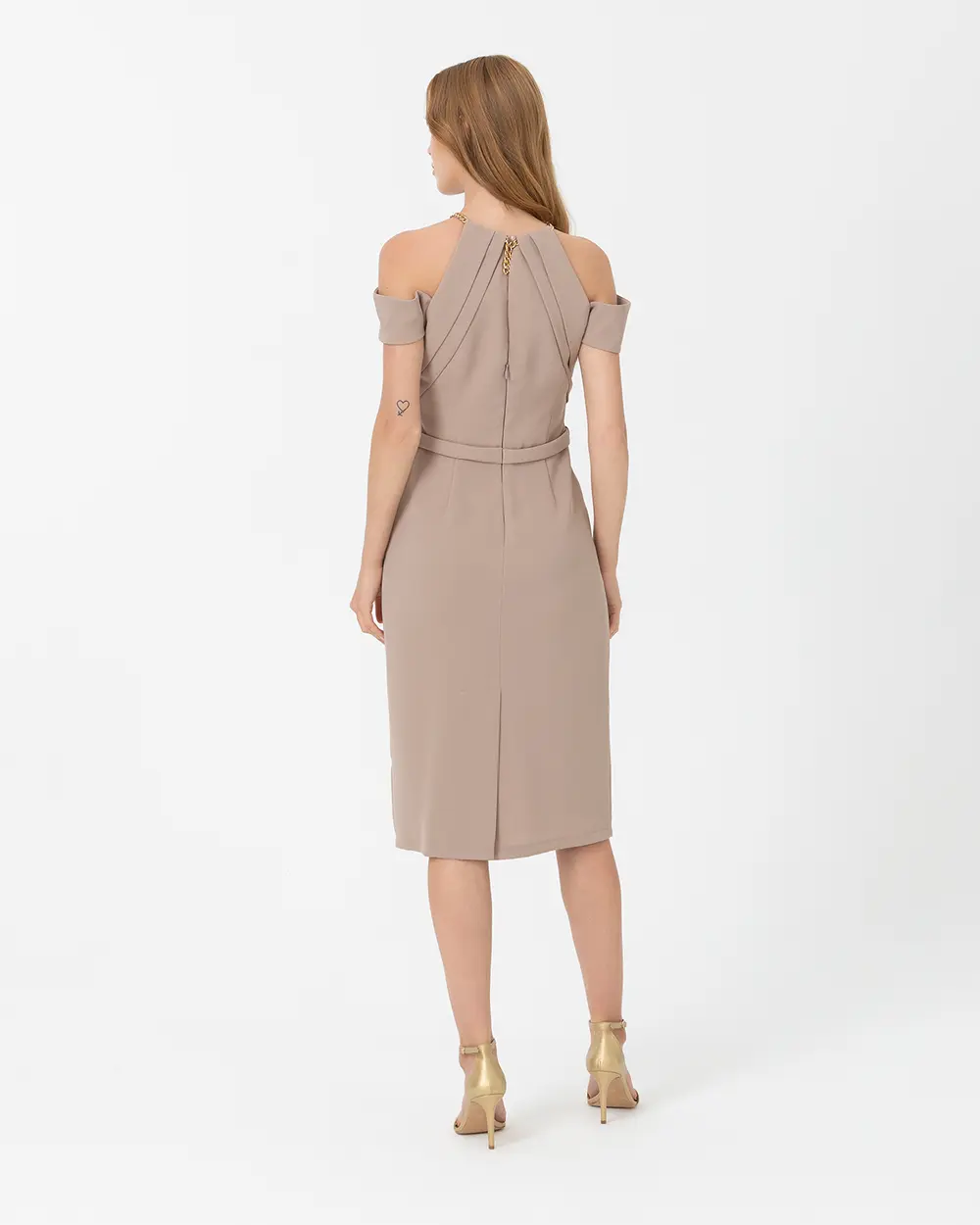 Narrow Form Crepe Evening Dress