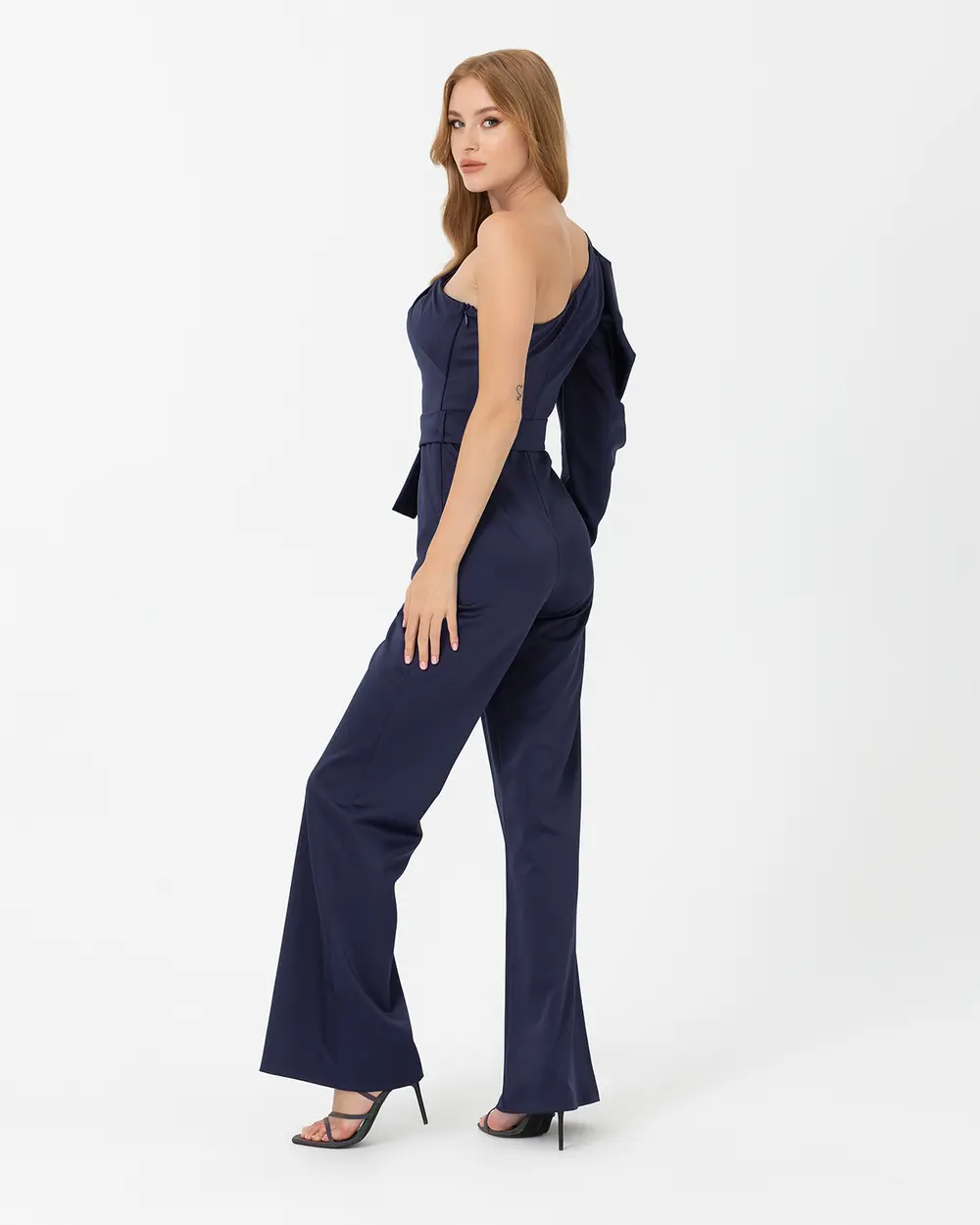 Tek Omuz Saten Abiye Tulum