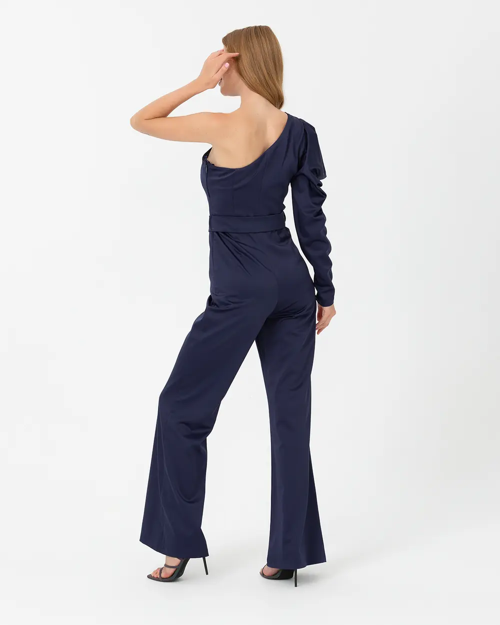 Tek Omuz Saten Abiye Tulum