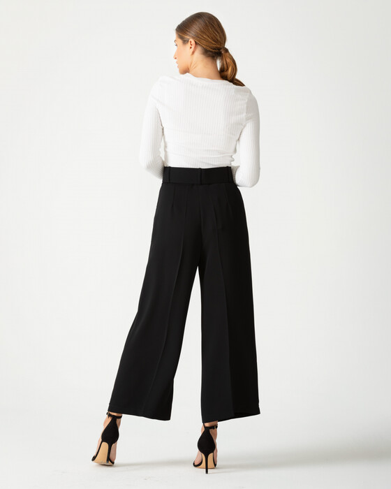 Ankle length wide leg trousers sale