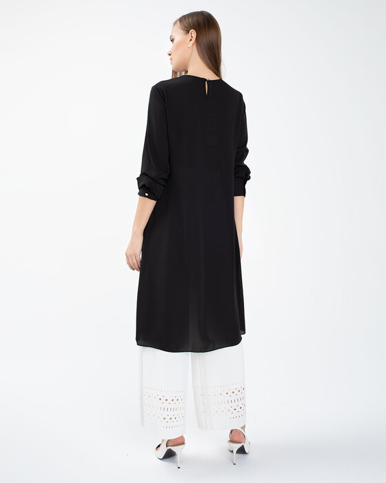 Yuvarlak Yaka Düz Şifon Tunik