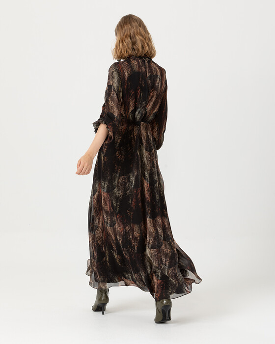 Desenli Maxi Boy Elbise