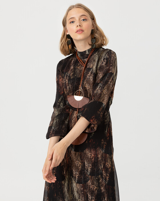 Desenli Maxi Boy Elbise