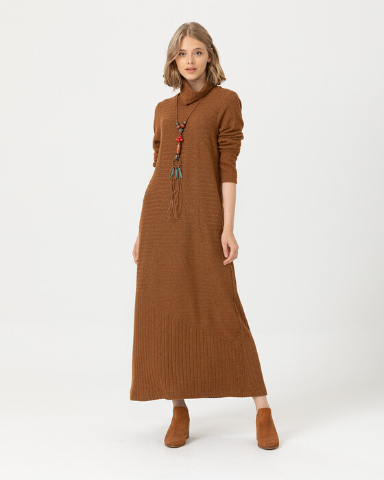 Boğazlı Maxi Boy Elbise