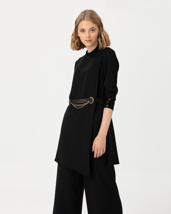 Kemer Detaylı Şifon Tunik