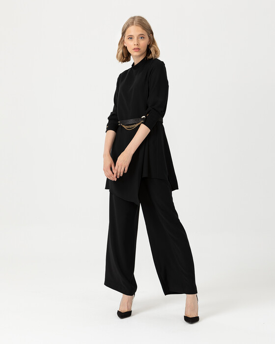 Kemer Detaylı Şifon Tunik