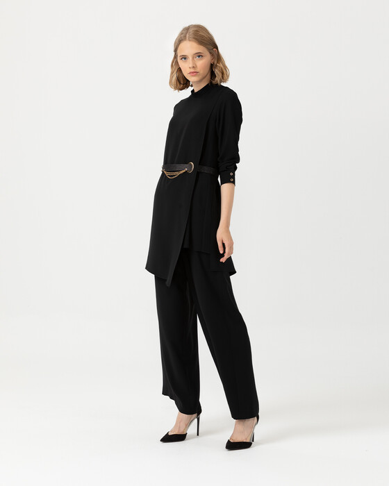 Kemer Detaylı Şifon Tunik