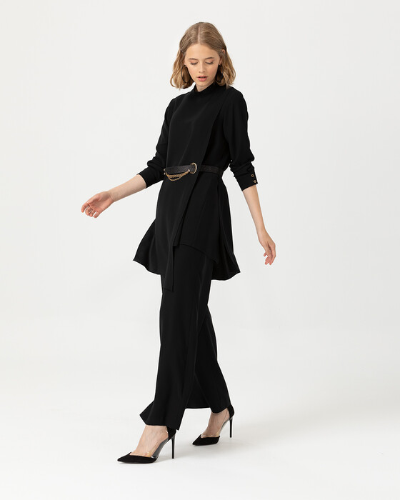 Kemer Detaylı Şifon Tunik