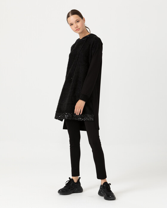 Pul Detaylı Yumuşak Tüylü Tunik