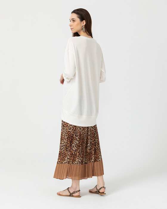 Leopar Desenli Uzun Boy Etek