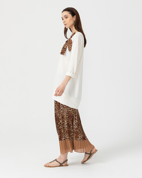Leopar Desenli Uzun Boy Etek