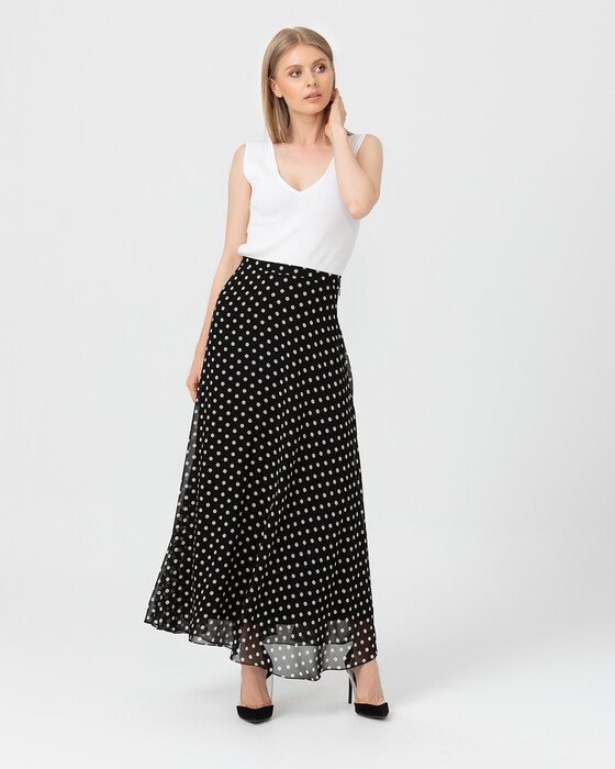 LONG SKIRT WITH SPOTTED PATTERN