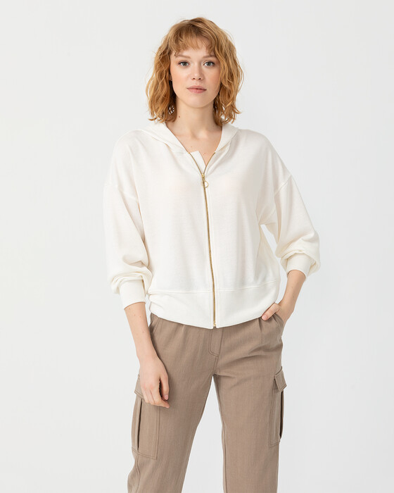 HOODIE BLOUSE WITH FRONT ZIPPER