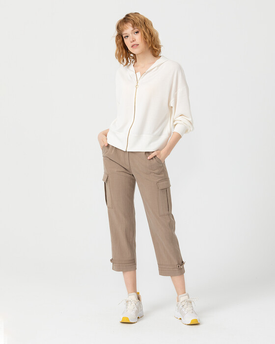 HOODIE BLOUSE WITH FRONT ZIPPER