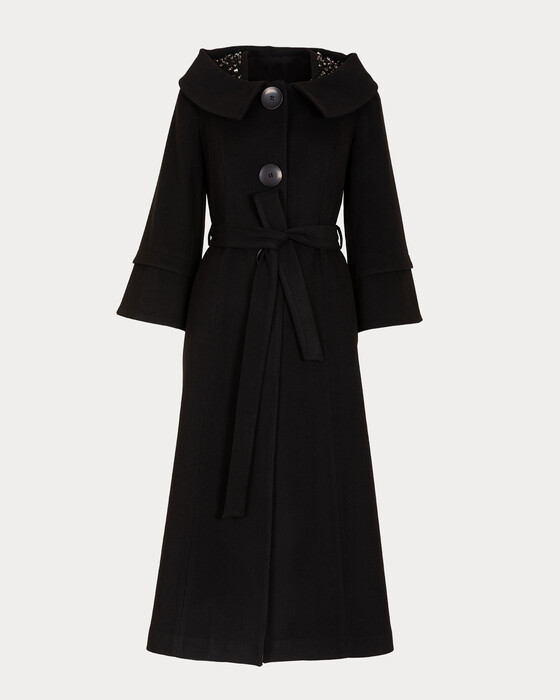 OMUZ DETAYLI UZUN BOY KABAN