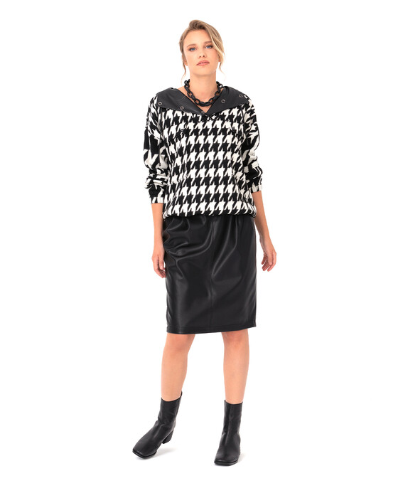 SEÇİL PATTERNED HOODED SWEATSHIRT