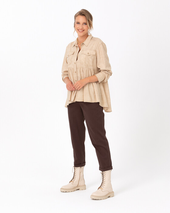 Cep Detaylı Volanlı Gömlek