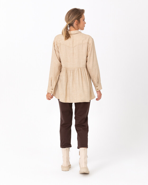 Cep Detaylı Volanlı Gömlek