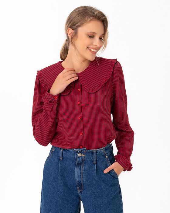 Bebe Yaka Kareli Gömlek