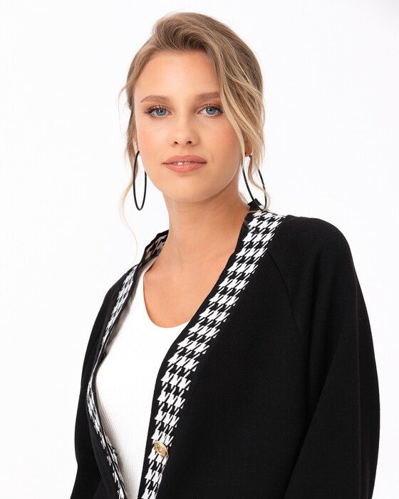 SEÇİL HOUNDSTOOTH CHECK PATTERN DETAILED CARDIGAN
