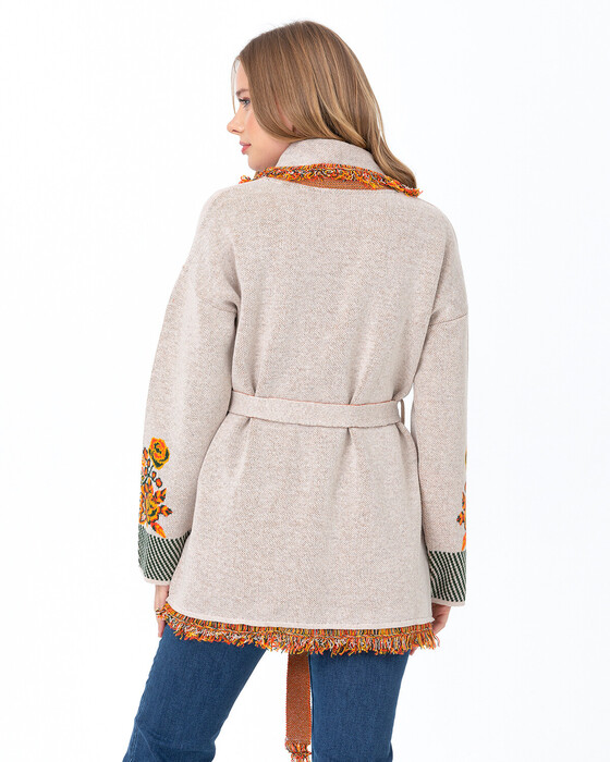 Kemerli V Yakalı Hırka