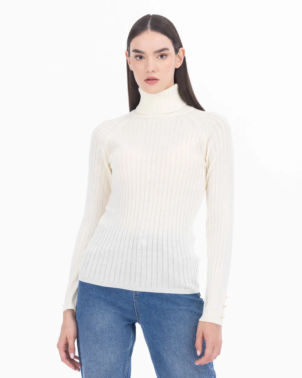 SEÇİL FULL-NECK CUT SWEATER