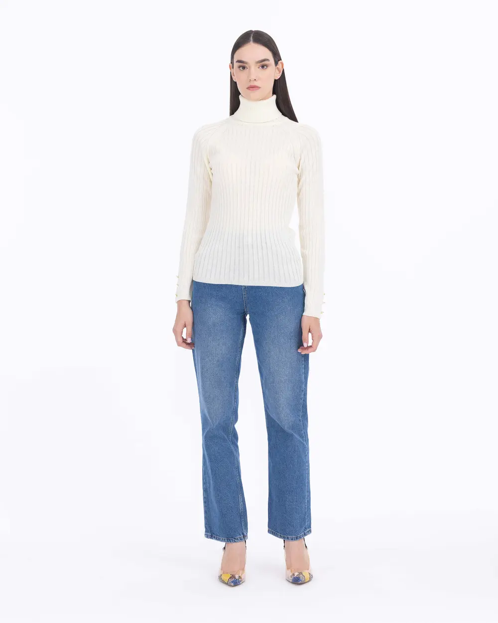 SEÇİL FULL-NECK CUT SWEATER