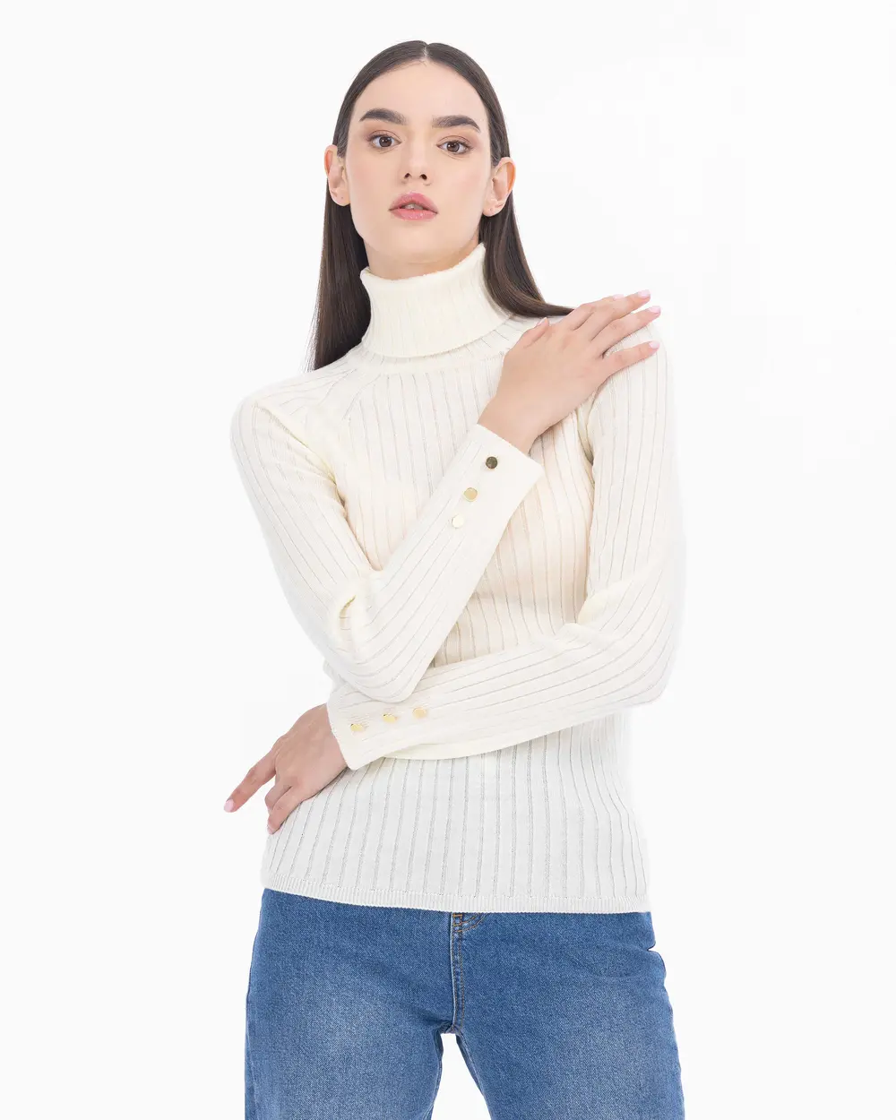 SEÇİL FULL-NECK CUT SWEATER