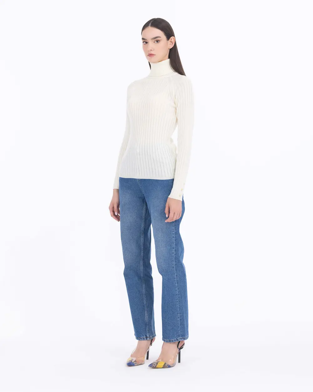 SEÇİL FULL-NECK CUT SWEATER