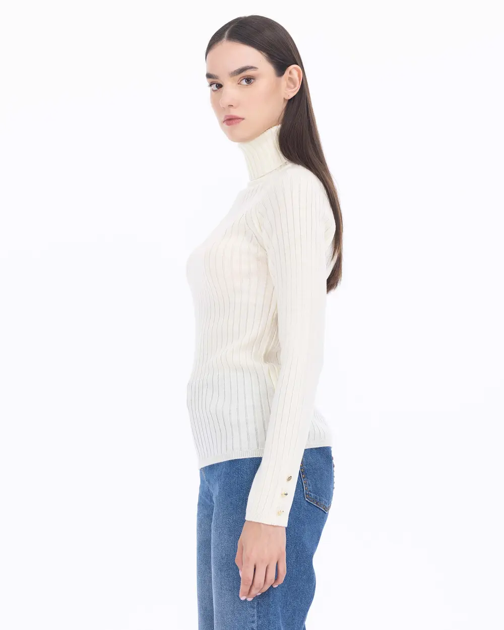 SEÇİL FULL-NECK CUT SWEATER