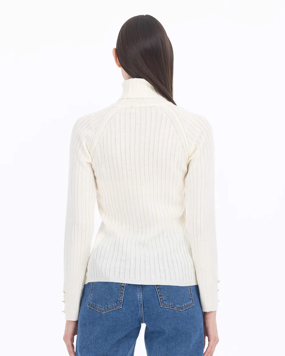 SEÇİL FULL-NECK CUT SWEATER