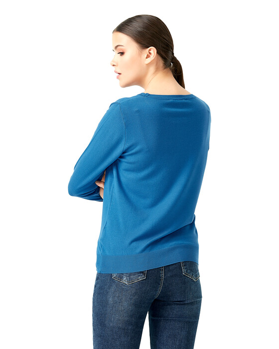 ROUND COLLAR KNITWEAR BLOUSE WITH LONG SLEEVE
