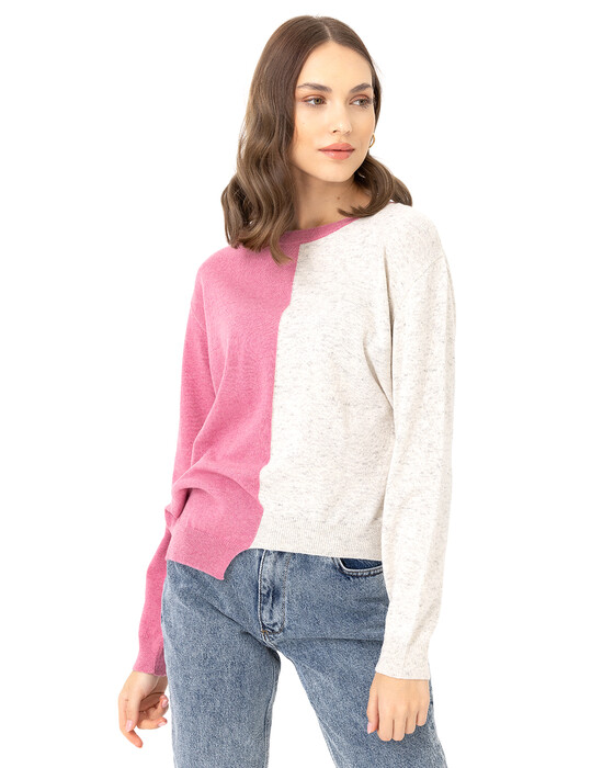 Çift Renkli Triko Bluz