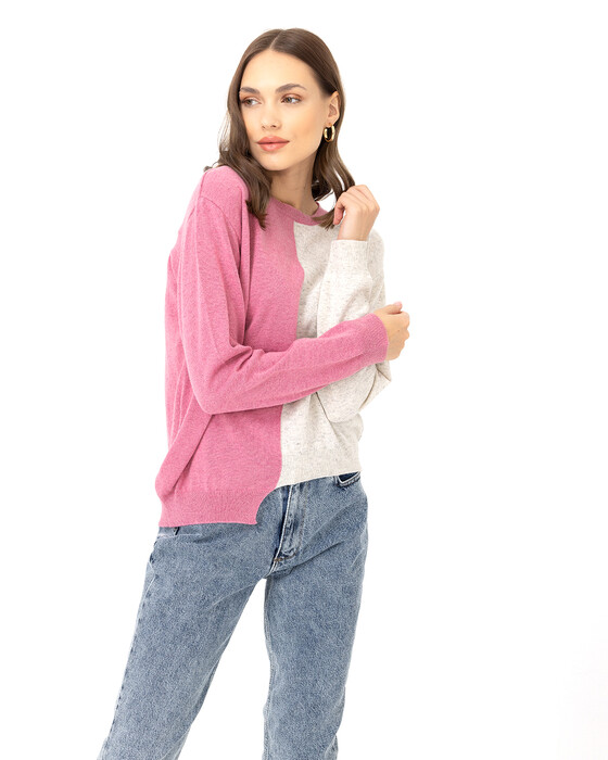 Çift Renkli Triko Bluz