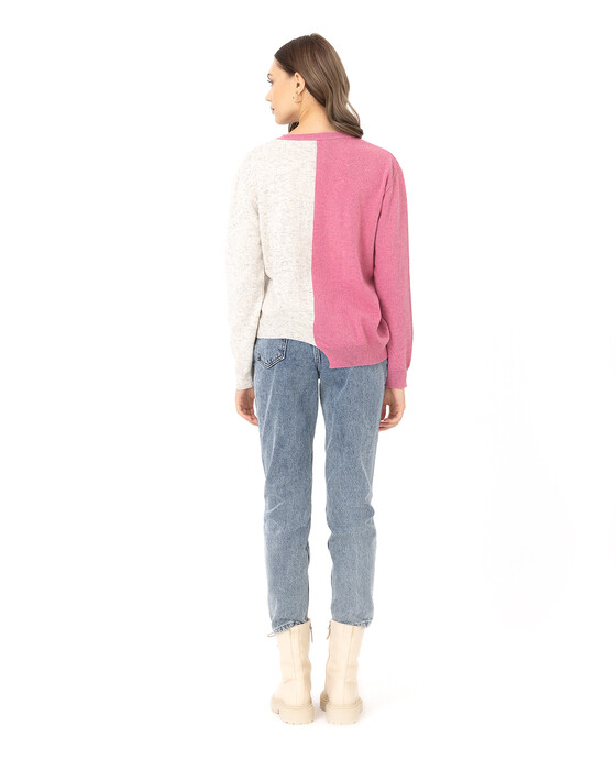 Çift Renkli Triko Bluz