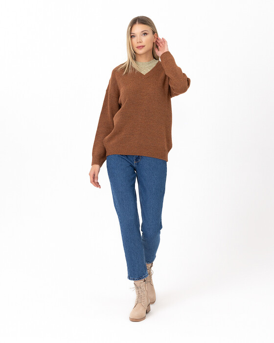 V NECK KNITTED BLOUSE