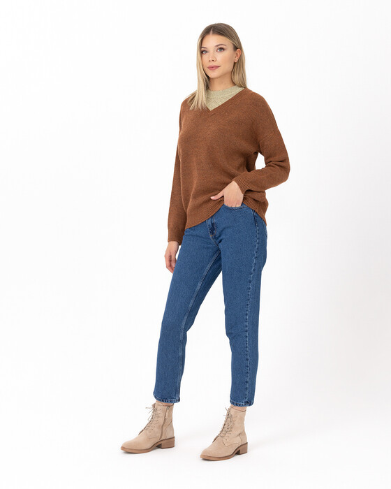 V NECK KNITTED BLOUSE