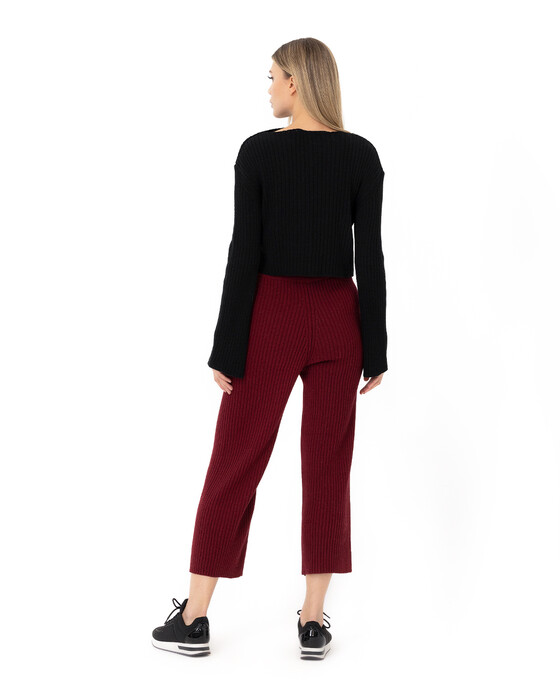 Geniş Kollu Crop Triko Bluz