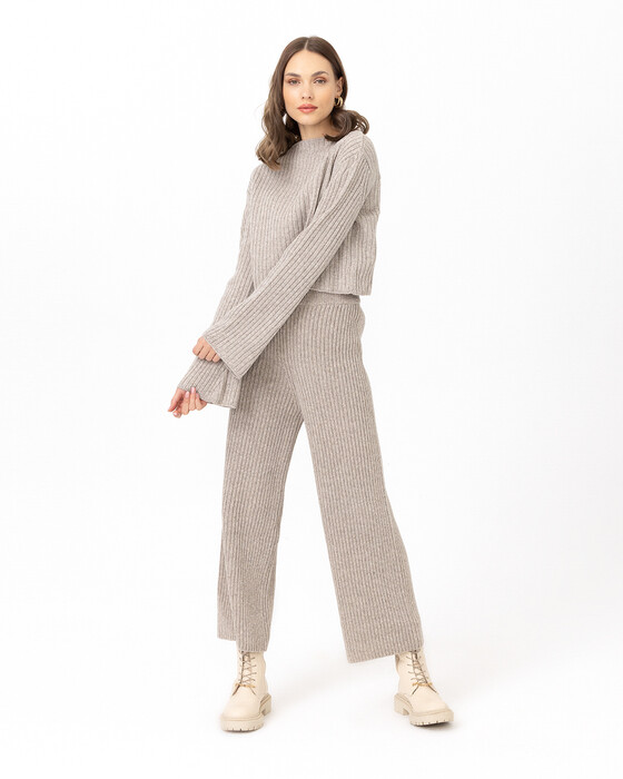 WIDE SLEEVE CROP KNITWEAR BLOUSE