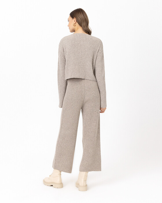 WIDE SLEEVE CROP KNITWEAR BLOUSE