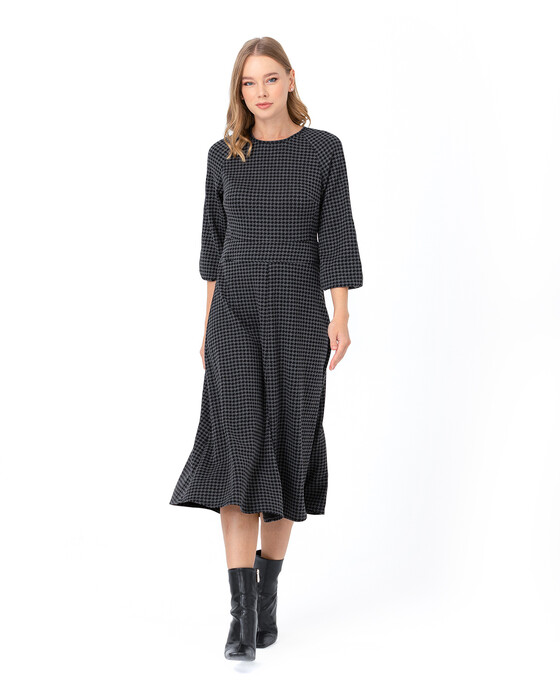 SEÇİL SWEATER PATTERNED FLARED DRESS