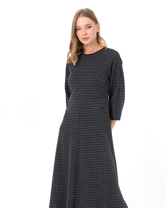 SEÇİL SWEATER PATTERNED FLARED DRESS