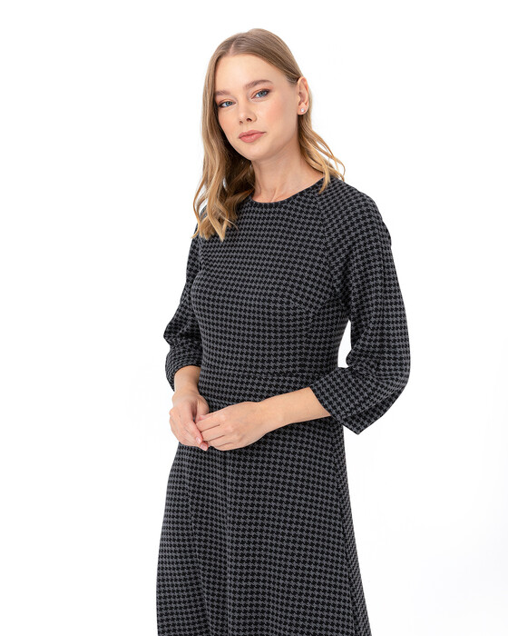 SEÇİL SWEATER PATTERNED FLARED DRESS